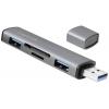 LogiLink UA0394 USB Hub 4 porty USB-A, SD, microSD USB 3.2 Gen2 10 GBit/s s hliníkovým krytem, se zabudovanou čtečkou SD karet, se stavovými LED vesmírná šedá