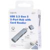LogiLink UA0394 USB Hub 4 porty USB-A, SD, microSD USB 3.2 Gen2 10 GBit/s s hliníkovým krytem, se zabudovanou čtečkou SD karet, se stavovými LED vesmírná šedá