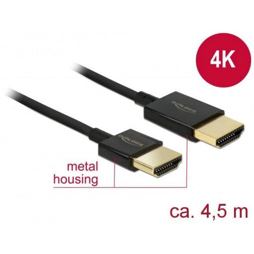 Delock HDMI kabel Zástrčka HDMI-A, Zástrčka HDMI-A 4.50 m černá 84775 4K UHD, pozlacené kontakty HDMI kabel