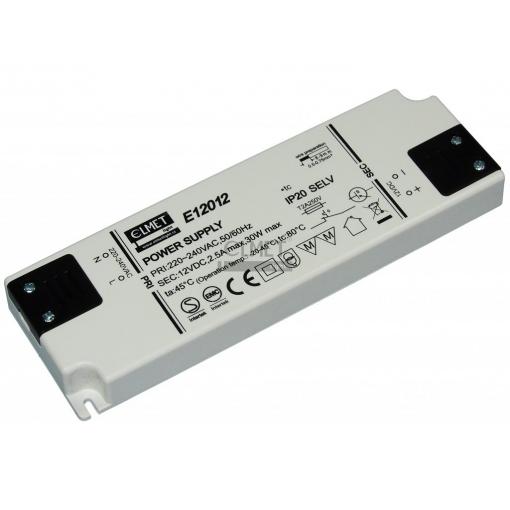 Síťový spínaný zdroj nízký E12012 220-240V - 12V, 2,5A, 30W vestavný pro LED pásky