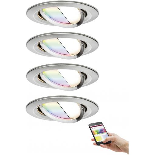 Paulmann 4064161242101 LED vestavné svítidlo, LED, 15.6 W, železo (kartáčované), sada 4 ks