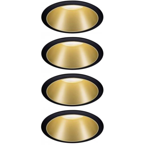 Paulmann 4064161242248 Cole Coin vestavné svítidlo, LED, 6 W, černá, zlatá, sada 4 ks