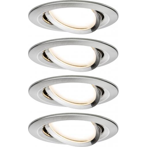 Paulmann 4064161242224 Coin Slim LED vestavné svítidlo, LED, pevně vestavěné LED, 18 W, železo (kartáčované), sada 4 ks