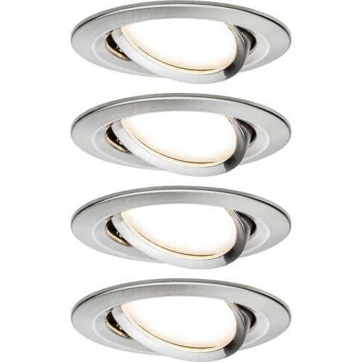 Paulmann 4064161242286 Nova vestavné svítidlo, LED, LED, 18 W, železo (kartáčované), sada 4 ks