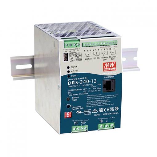 MEAN WELL DRS-240-12 síťový zdroj na DIN lištu 12 V 20 A 240 W Počet výstupů:1 x Obsah 1 ks