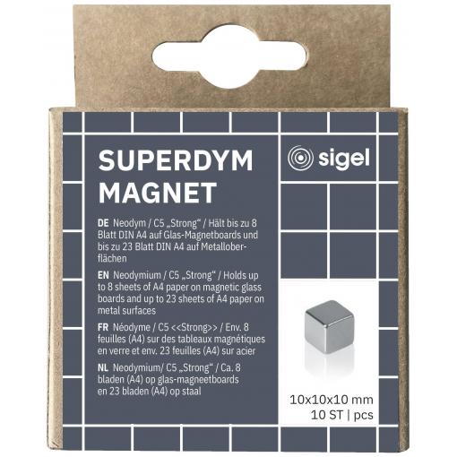 Sigel neodymový magnet C5 Strong (š x v x h) 10 x 10 x 10 mm krychle stříbrná 10 ks BA193