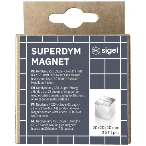 Sigel neodymový magnet C20 Super-Strong (š x v x h) 20 x 20 x 20 mm krychle stříbrná 2 ks BA706