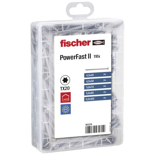 Fischer 562274 Meisterbox PowerFast II SK TG TX sada šroubů do dřevotřísky ocel galvanizováno zinkem 1 sada