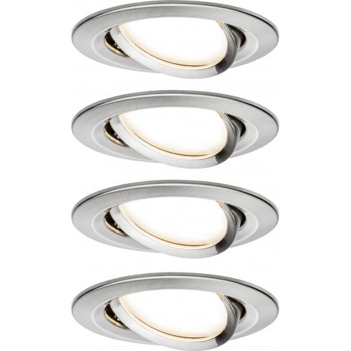 Paulmann 4064161242200 Nova vestavné svítidlo, LED, LED, 6 W, železo (kartáčované), sada 4 ks