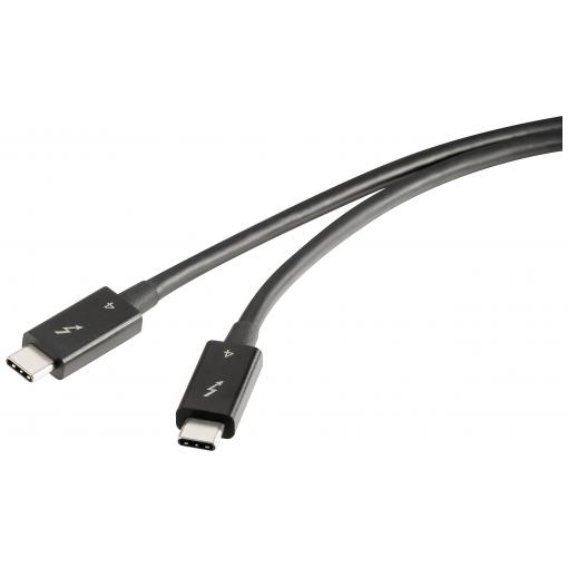 Renkforce Thunderbolt™ kabel Thunderbolt™ 4 Thunderbolt ™ (USB-C ®) zástrčka, Thunderbolt ™ (USB-C ®) zástrčka 0.80 m černá dvoužilový stíněný RF-5235980