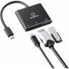 Renkforce RF-5133676 USB-C® / HDMI adaptér [1x USB-C® zástrčka - 1x HDMI zásuvka, USB-C® zásuvka (nabíjení), USB A] černá 20 cm