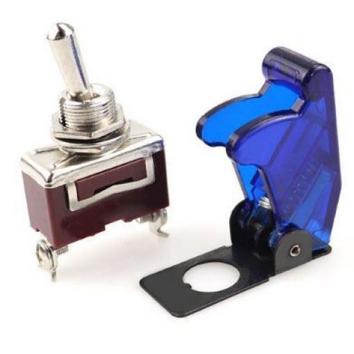 Kryt výklopný na páčkový vypínač, modrý průhledný