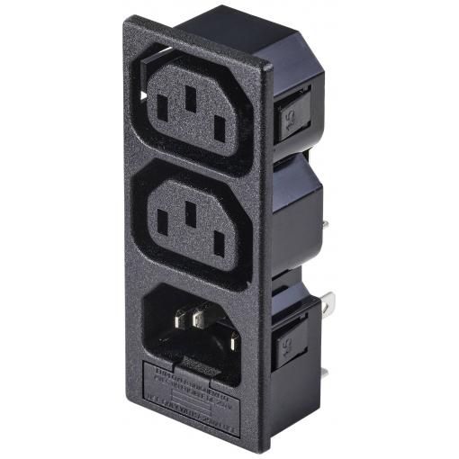 TRU COMPONENTS TC-10475852 IEC zástrčka C13/C14 C 13, 14 zásuvka, vestavná vertikální, zástrčka, vestavná rovná Počet kontaktů: 3 10 A černá 1 ks