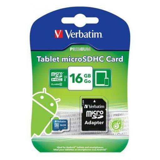 Paměťová karta VERBATIM micro SDHC 16GB Tablet Class 10 UHS-1