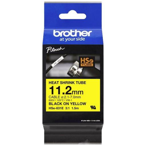 Brother HSe HSE631E Barva pásky: žlutá Barva písma:černá 11.2 mm 1.5 m