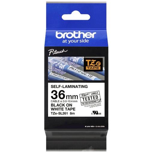 Brother TZESL261 páska bezpečnostní Barva pásky: bílá Barva písma: černá 36 mm 8 m