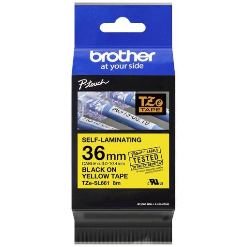Brother TZESL661 páska bezpečnostní Barva pásky: žlutá Barva písma: černá 36 mm 8 m