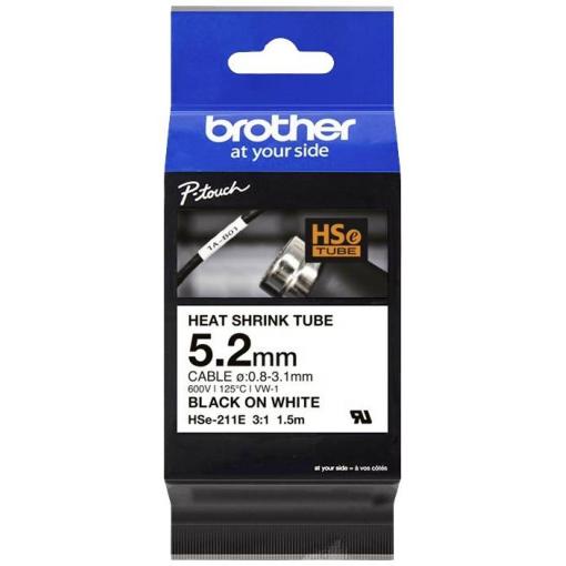 Brother HSe HSE211E Barva pásky: bílá Barva písma:černá 5.2 mm 1.5 m