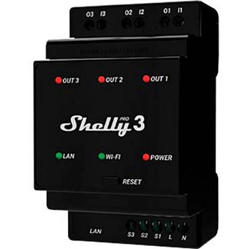 Shelly Shelly Pro 3 relé na DIN lištu Wi-Fi, Bluetooth