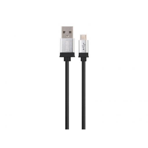 Kabel USB - Micro USB, černo-stříbrný 1m YENKEE YCU 201 BSR