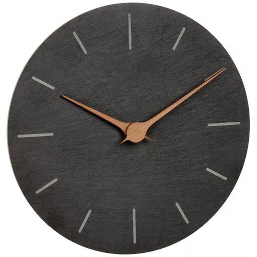 TFA Dostmann 60.3068.10 Quartz nástěnné hodiny 25 cm x 4.3 mm, břidlicová, tiché hodiny (bez tikání)