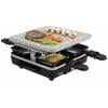 Tristar RA-2745 raclette gril nepřilnavý povlak, indikátor, 4 pánve, s lávovým kamenem černá, šedá