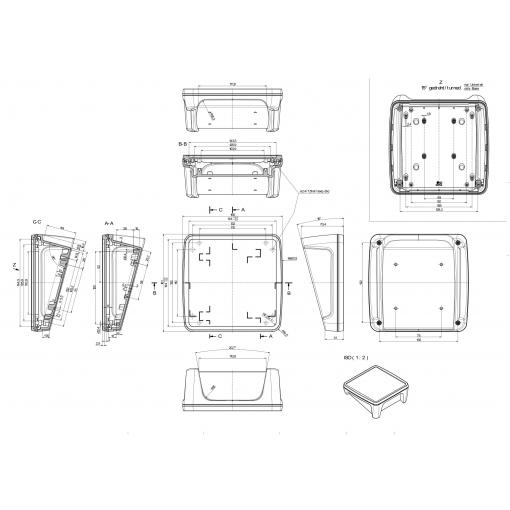 Bopla BoPad BOP 1616 P-9005-SET pultové pouzdro (d x š x v) 164 x 160 x 68.40 mm ABS černá (RAL 9005) 1 ks
