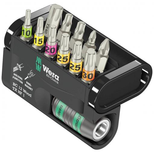 Wera Bit-Check 12 Wood TX HF 1 05057435001 sada bitů, 12dílná, TORX, křížový PH, křížový PZ, 1/4