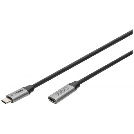 Digitus USB kabel USB 3.2 Gen1 USB-C®, USB-C ® zásuvka, USB-C ® zástrčka 1.00 m černá flexibilní provedení, stíněný, s USB DB-300230-010-S
