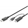 Digitus DisplayPort / HDMI kabel DisplayPort zásuvka, Zástrčka HDMI-A, USB-A zástrčka 2 m černá AK-330111-020-S 4K UHD, dvoužilový stíněný, flexibilní