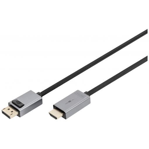 Digitus DisplayPort / HDMI kabel Konektor DisplayPort, Zástrčka HDMI-A 1.8 m černá DB-340202-018-S 4K UHD, třížilový stíněný, flexibilní provedení, bez