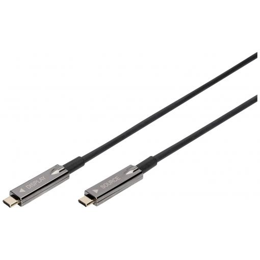 Digitus Kabel pro displeje USB-C® USB 3.2 Gen2 USB-C®, USB-C ® zástrčka 10.00 m černá flexibilní provedení, stíněný, s USB AK-330160-100-S