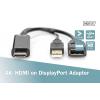 Digitus DisplayPort / HDMI / USB kabel DisplayPort zásuvka, Zástrčka HDMI-A, USB-A zástrčka 0.2 m černá AK-330101-002-S 4K UHD, dvoužilový stíněný, flexibilní