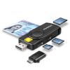 Čtečka karet AXAGON CRE-SMP2A, USB-A/USB-C, Smart Card + SD/microSD/SIM
