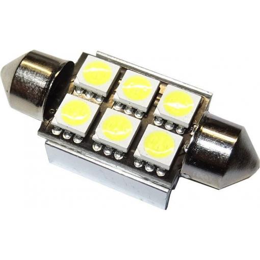 LED žárovka SV8,5-8 sufit, 12 V, bílá, 6× SMD5050, 36 mm