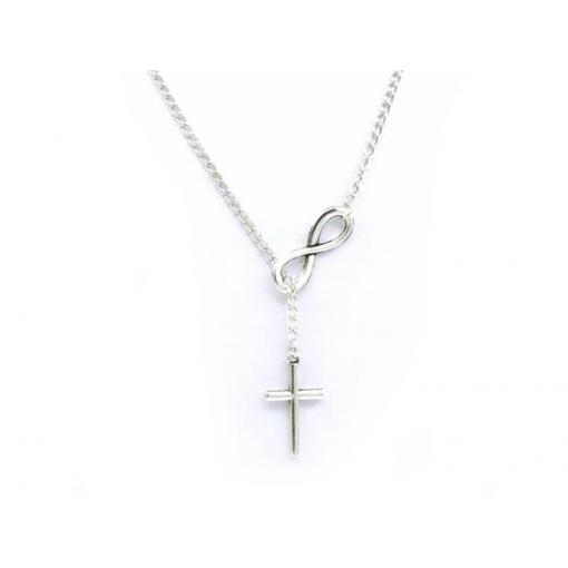 Šperk náhrdelník Infinity Cross - Stříbrná