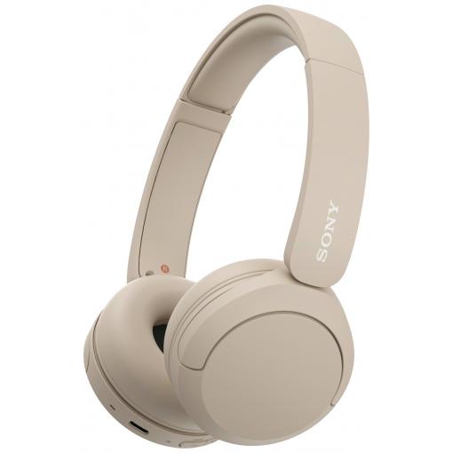 Sony WH-CH520 Headset otevřená (On Ear) Bluetooth® stereo béžová Redukce šumu mikrofonu Indikátor nabití, headset, personalizace zvuku, regulace hlasitosti,