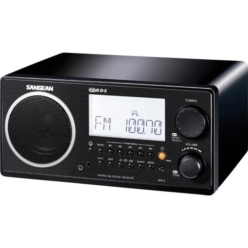 Sangean WR-2 WR-2 stolní rádio, FM, AM, bezdrátový příjem, FM, SV, vč. dálkového ovládání, funkce alarmu, černá