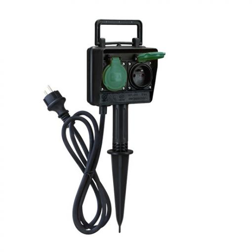 Solight zahradní sloupek IP44, 2 zásuvky, gumový kabel 1,5m - PG01