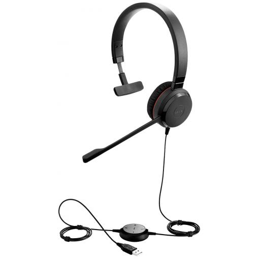 Jabra Evolve 20SE Headset otevřená (On Ear) kabelová mono černá Redukce šumu mikrofonu headset, regulace hlasitosti Počítače