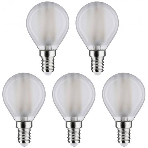 Paulmann 29098 LED Energetická třída (EEK2021) F (A - G) E14 kapkový tvar 4.8 W neutrální bílá (Ø x v) 45 mm x 78 mm 5 ks