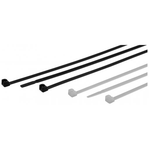 HELU 907026-1000, T-SKU 3-36, Stahovací pásky s ocelovým jazýčkem, 3.5 mm, 140 mm, černá, s kovovým jazýčkem, 1000 ks