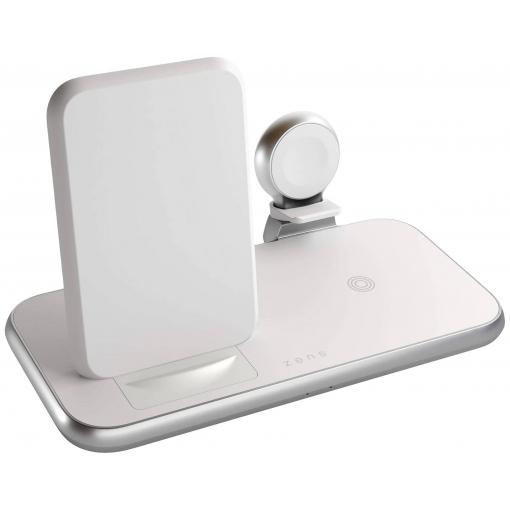 ZENS bezdrátová indukční nabíječka 15 W Aluminium Series 4 in 1 Stand Wireless Charger + Watch ZEDC15W/00 Výstup Qi standard, USB bílá