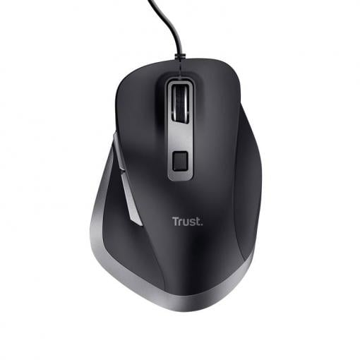 Trust FYDA optická ergonomická myš, přenos kabelový, 6 tlačítko, 5000 dpi, černá