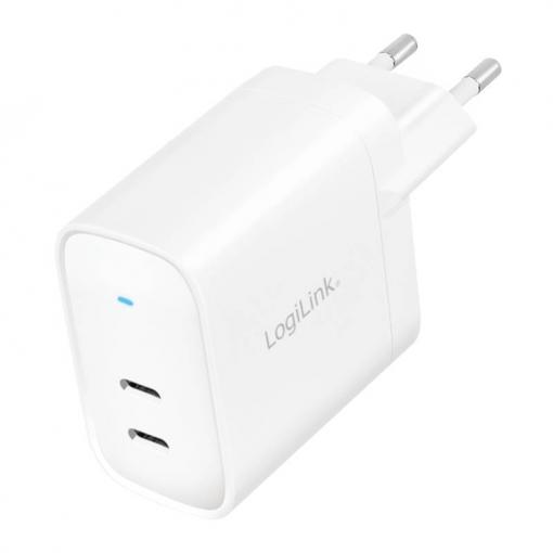 LogiLink PA0282 USB nabíječka, USB Power Delivery (USB-PD) , 2x USB-C®, 20 W, Dodávka energie, bílá