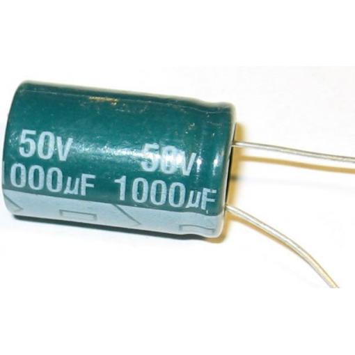 1000u/50V 16x22x7,5mm, elektrolyt. kondenzátor radiální