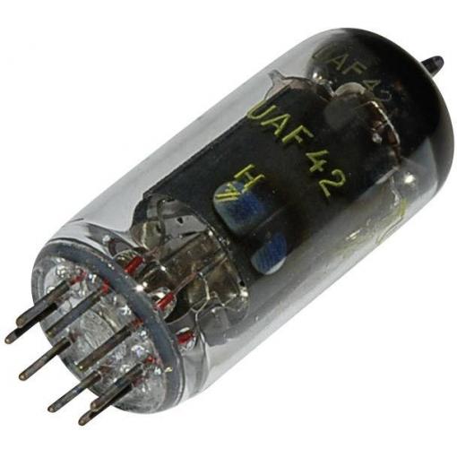 UAF 42 = 12 S 7 elektronka dioda - pentoda 100 V 2.8 mA Pólů: 8 Typ patice: 8pinová Rimlock Množství 1 ks