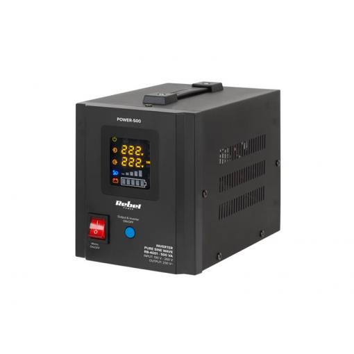 Zdroj záložní REBEL POWER-500 12V 230V 500VA 300W Black