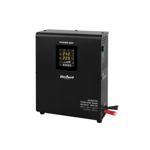 Zdroj záložní REBEL POWER-800 12V 230V 800VA 500W Black nástěnný