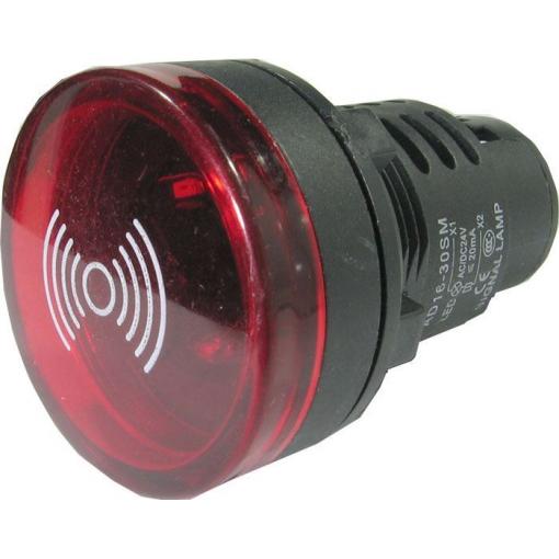 Kontrolka LED 230 V, 37 mm, AD16-30SM, červená s bzučákem